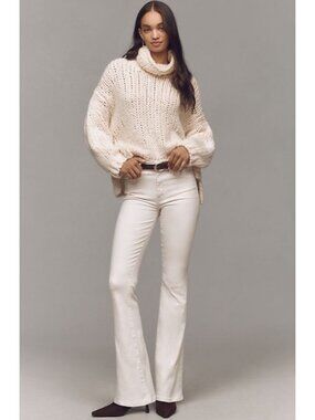 NEW Mother the Weekender Flare Play Date Jeans High-Rise Stretchy Cream 29